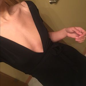 Black deep V dress